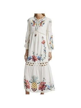 farm rio flounce embroidered maxi dress Flounce Embroidered Maxi Dress